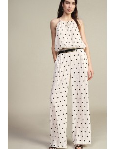 Pantalon palazzo à pois avec taille élastiquée Dixie