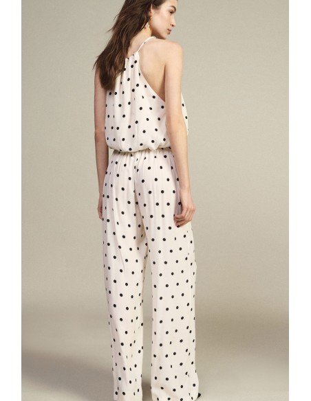 Pantalon palazzo à pois avec taille élastiquée Dixie