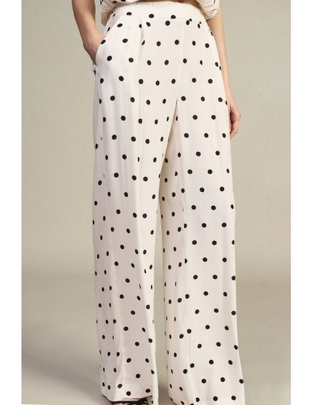 Dixie Palazzo-broek met stippen en elastische taille