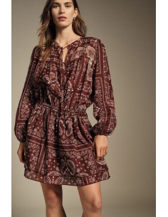 Robe courte à imprimé paisley à manches longues Dixie