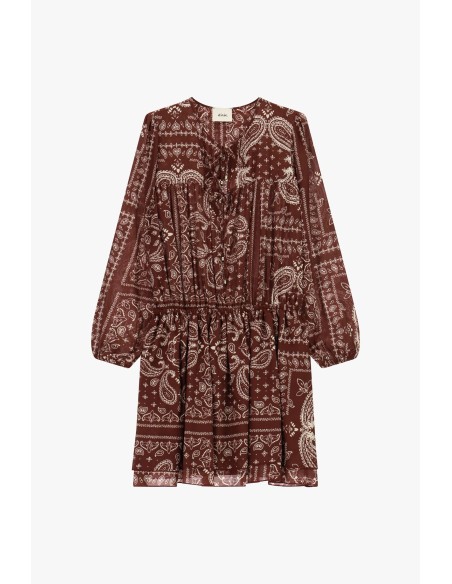 Robe courte à imprimé paisley à manches longues Dixie
