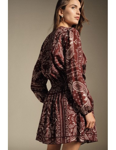 Robe courte à imprimé paisley à manches longues Dixie