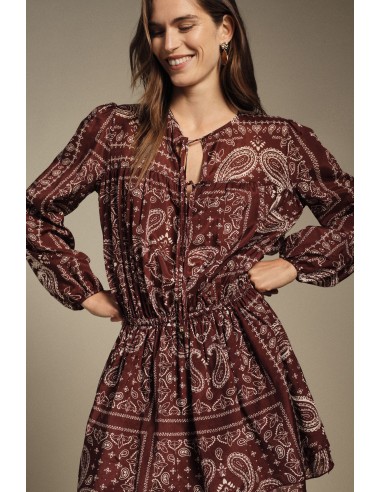 Korte paisleyjurk met lange mouwen Dixie