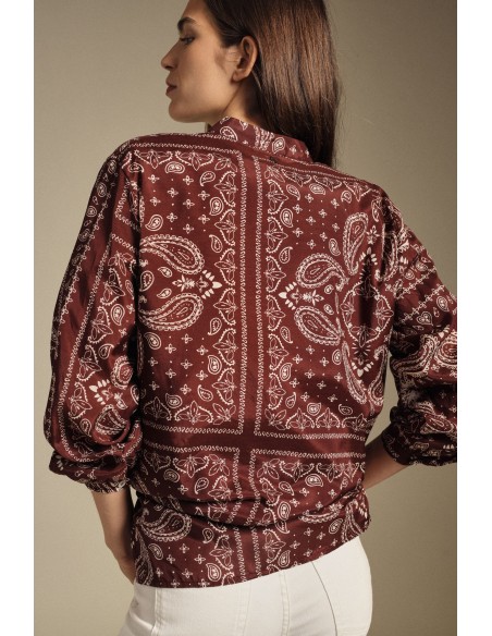 Chemisier à coupe regular, motif cachemire, nœud frontal, Dixie