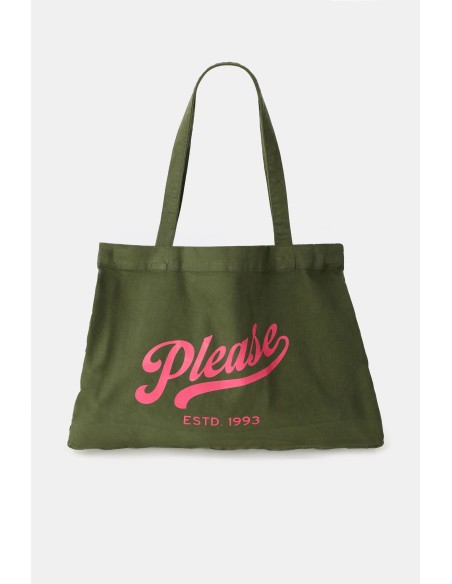 Grand sac cabas avec imprimé frontal Please