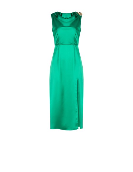 Robe longue en satin avec épingle à calla et décolleté en V derrière Rinascimento