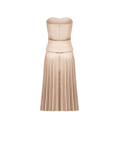 Midi-jurk met wijde, geplooide rok, satijneffect en 2-delige look, met top van scuba-crêpe van Rinascimento