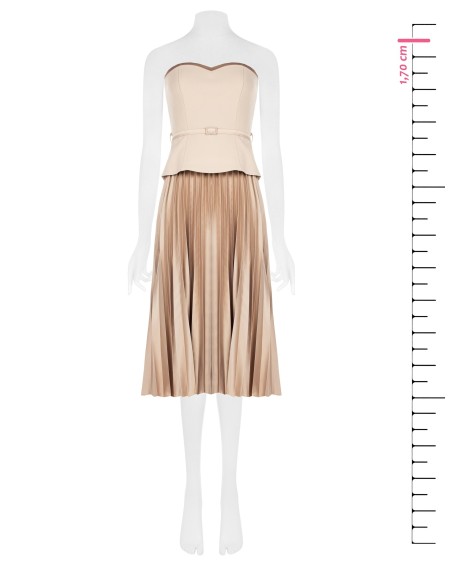 Robe midi évasée plissée en satin effet deux-pièces avec top en crêpe scuba Rinascimento
