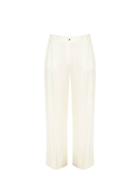 Pantalon palazzo en mélange de viscose à effet légèrement froissé Rinascimento Curvy