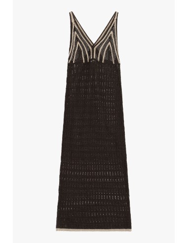 Robe longue en crochet avec bordures contrastées Please