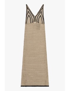 Robe longue en crochet avec profils contrastés Please