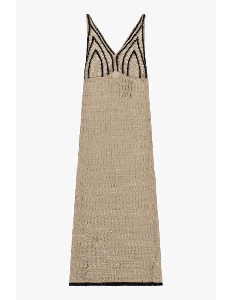 Robe longue en crochet avec bordures contrastées Please