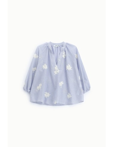 Ruime gestreepte blouse met bloemenmotief Please