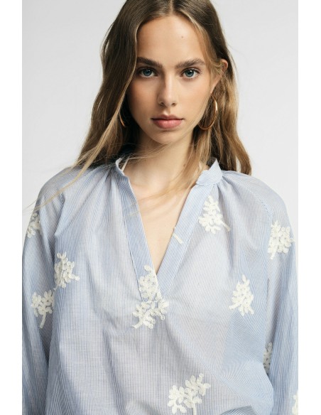 Ruime gestreepte blouse met bloemenmotief Please