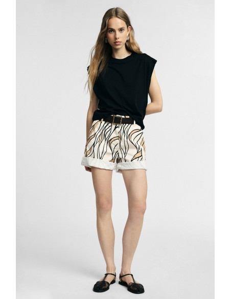 Regular-fit shorts met grafisch dessin en tailleband Please