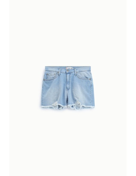 Regular-fit shorts met gerafelde onderkant en scheuren aub