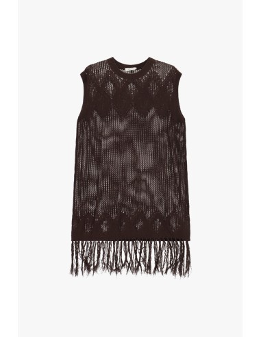Robe courte en maille avec franges Dixie