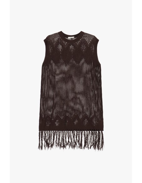 Robe courte en maille avec franges Dixie