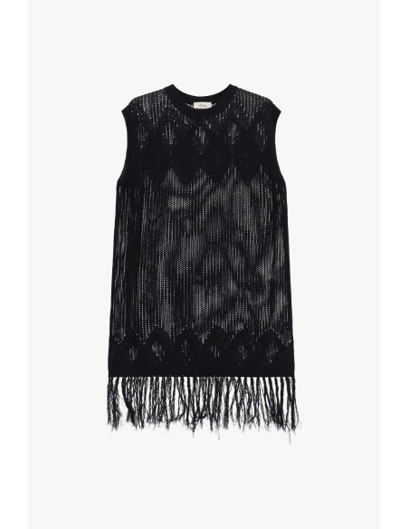 Robe courte en maille avec franges Dixie