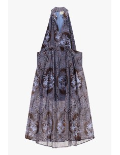 Lange paisleyprintjurk met ruime pasvorm en striksluiting in de hals Dixie