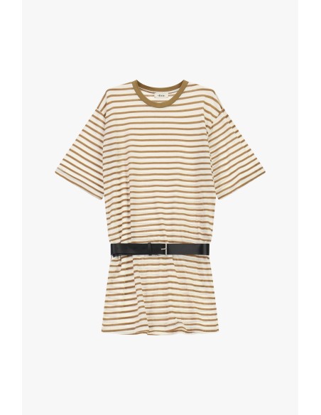 Robe courte rayée avec ceinture et manches courtes Dixie