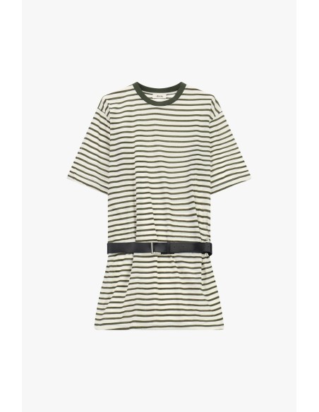 Robe courte rayée avec ceinture et manches courtes Dixie