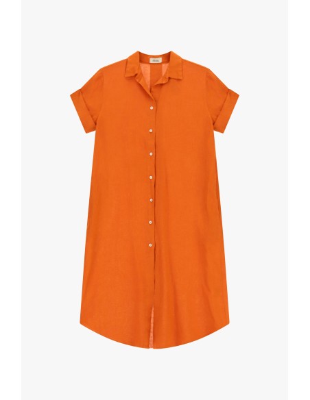 Robe midi avec boutons et manches retroussées Dixie