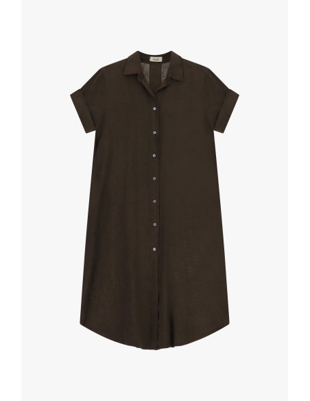 Robe midi avec boutons et manches retroussées Dixie