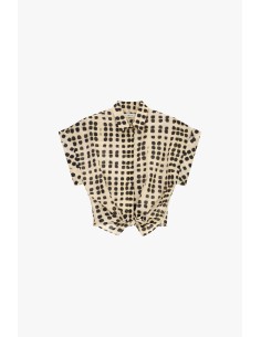 Dixie cropped blouse met print en knoop aan de voorkant