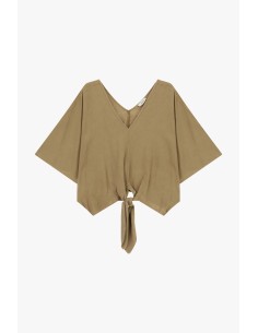 Korte blouse met knoop aan de voorkant en wijde mouwen Dixie 2