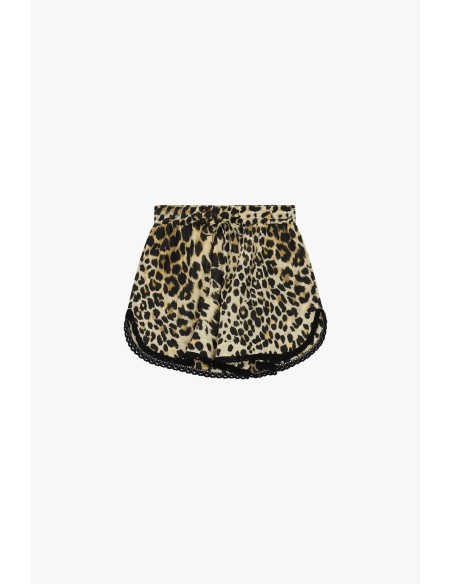 Short animalier avec bordures en dentelle et nœud Dixie