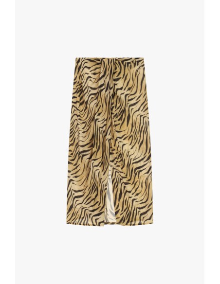 Jupe midi à motif animalier avec fente sur le devant Dixie