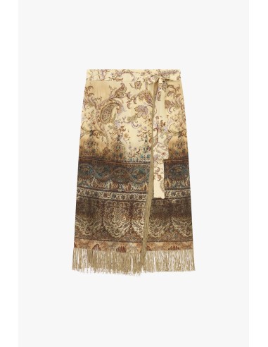 Jupe longue à motif paisley avec franges Dixie