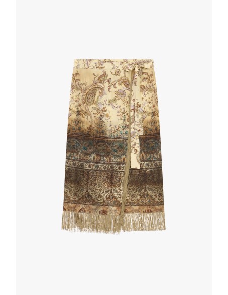 Jupe longue à motif paisley avec franges Dixie