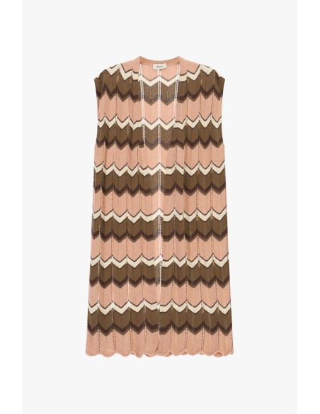 Gilet sans manches avec motif en zigzag et bordure ondulée Dixie
