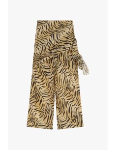 Pantalon palazzo imprimé animalier avec nœud latéral Dixie