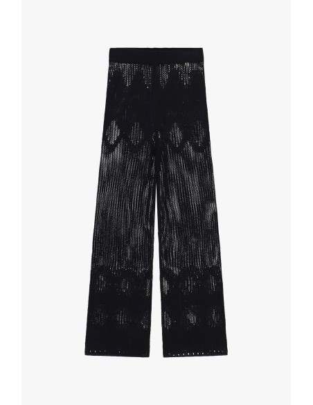Geperforeerde gebreide Dixie-pantalon met wijde pijpen