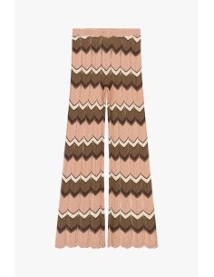 Dixie Pantalon met wijde pijpen en gebreid chevronmotief