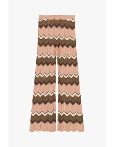 Pantalon évasé à motif chevron en maille Dixie