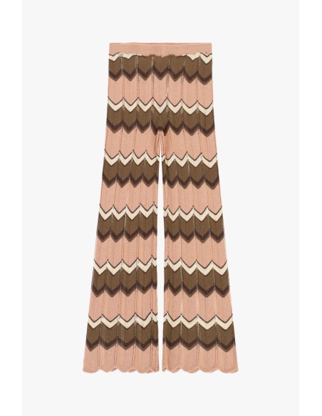 Pantalon évasé à motif chevron en maille Dixie