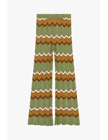 Dixie Pantalon met wijde pijpen en gebreid chevronmotief