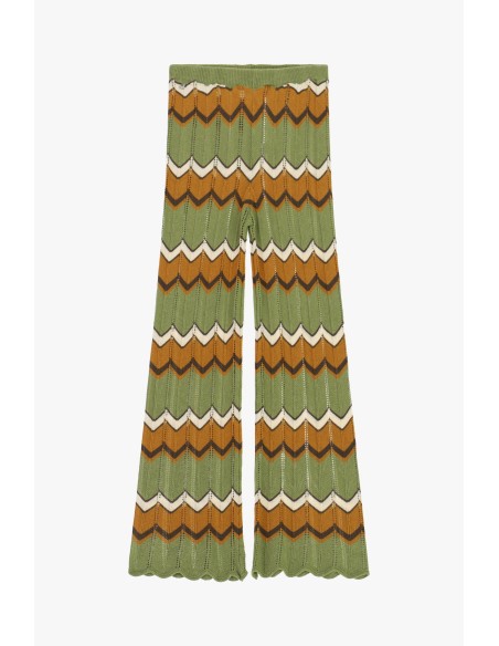 Pantalon évasé à motif chevron en maille Dixie