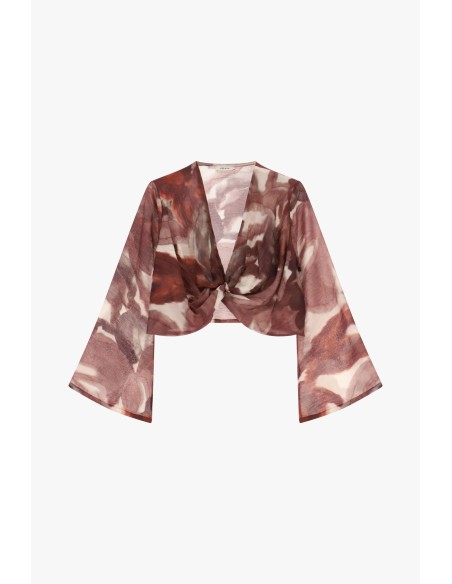 Dixie cropped top met patroon en wijde mouwen