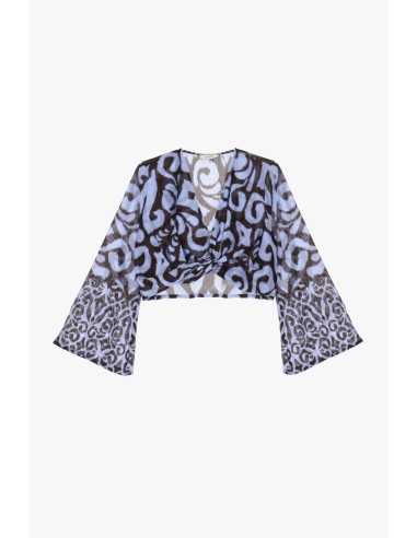 Dixie cropped top met patroon en wijde mouwen