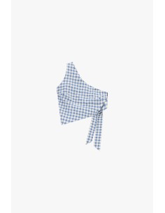 Top asymétrique à carreaux avec nœud latéral Dixie