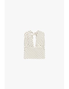 Top à pois avec décolleté plongeant et nœud Dixie