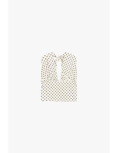 Top à pois avec décolleté plongeant et nœud Dixie