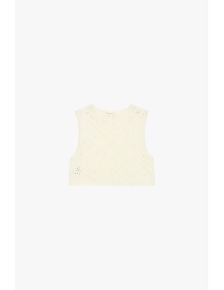 Geperforeerde mouwloze top met geometrisch patroon Dixie