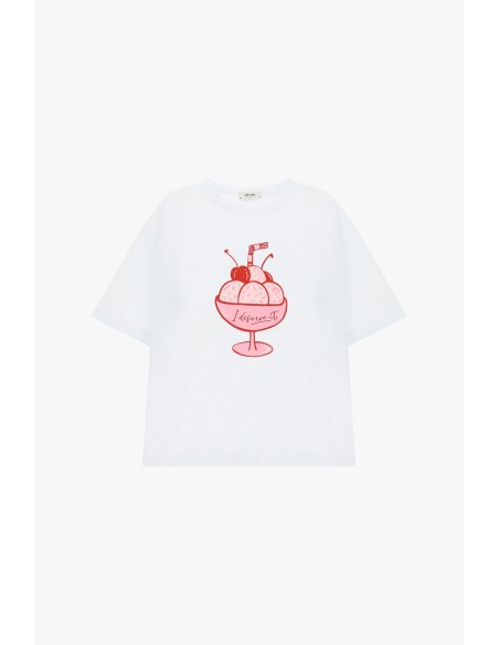 T-shirt à manches courtes imprimé coupe de crème glacée Dixie