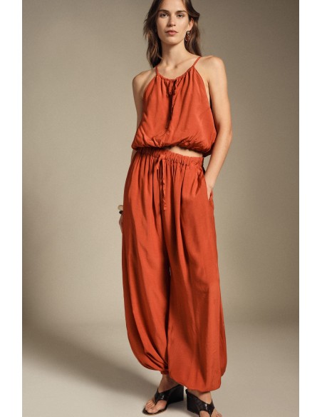 Pantalon à taille et chevilles élastiquées, coupe ample Dixie
